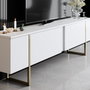 Hanah Home Soporte TV Blanco y Dorado 180cm con Patas Metálicas Elegantes